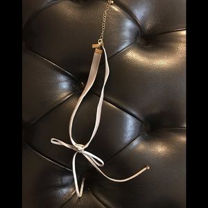 Gray silver velvet bow choker necklace